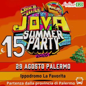 BUS NAVETTA DA PROVINCIA DI PALERMO A/R PER IL JOVA PARTY DI JOVANOTTI- da Buonfornello, Bagheria, Villabate per l'IPPODROMO DI PALERMO - 29 AGOSTO - € 15