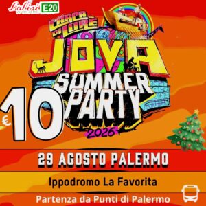 BUS NAVETTA A/R DA PALERMO PER IL CONCERTO DI JOVANOTTI - da Parcheggio Basile, Parcheggio degli Emiri, Piazzale Giotto, Parcheggio Francia per l'IPPODROMO - 29 Agosto - € 10
