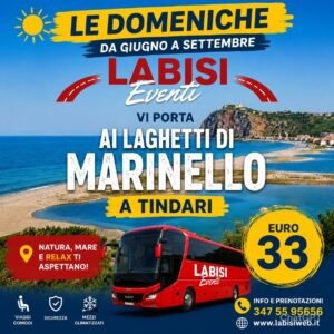 LAGHETTI DI MARINELLO " TINDARI" IN BUS a soli € 33 DA GIUGNO A SETTEMBRE