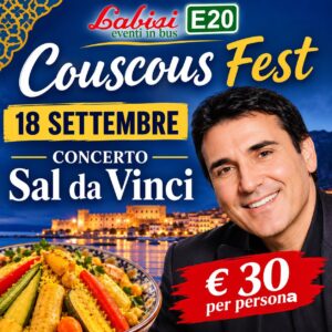 COUS COUS FEST 2026 IN BUS CONCERTO SAL DA VINCI NAVETTA SERALE €30 PER PERSONA