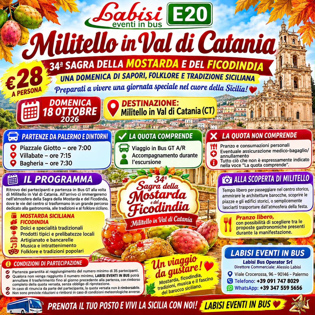MILITELLO IN VAL DI CATANIA IN BUS €. 28 - 34ª SAGRA DELLA MOSTARDA E DEL FICODINDIA