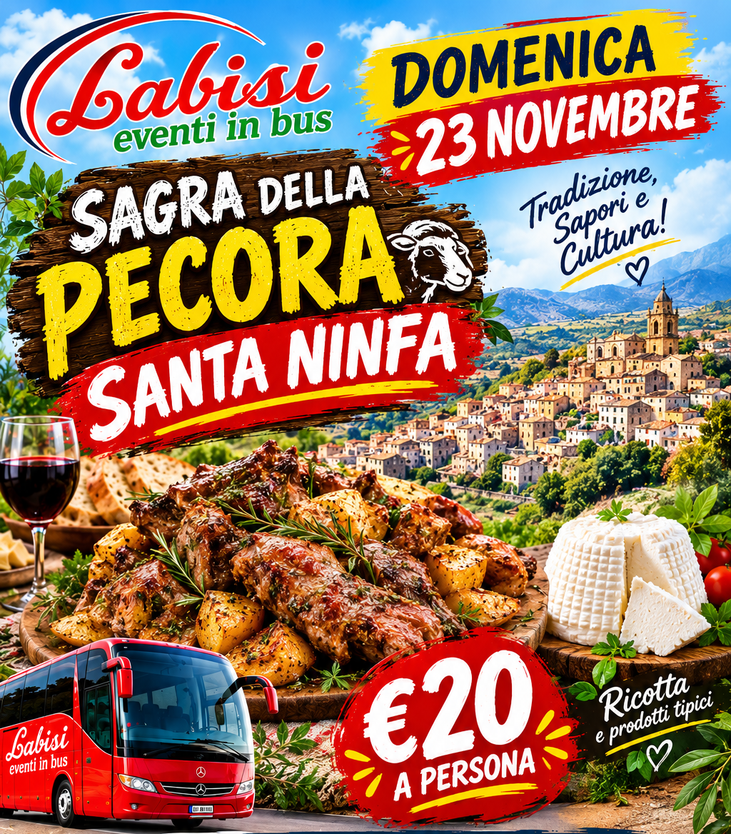 Sagra della Pecora a Santa Ninfa - Prezzo bus per persona €20 - 23 Novembre