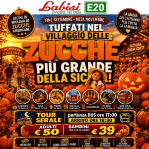 Il Villaggio delle Zucche più grande della Sicilia FATTORIA BASSA CORTE A RIBERA (AG) IN BUS DA PALERMO €50 BAMBINI €39